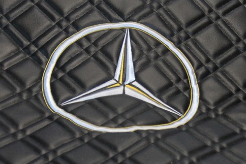 Engine cover and floor mats Mercedes MP2 / MP3 Flat floor black stitched-3