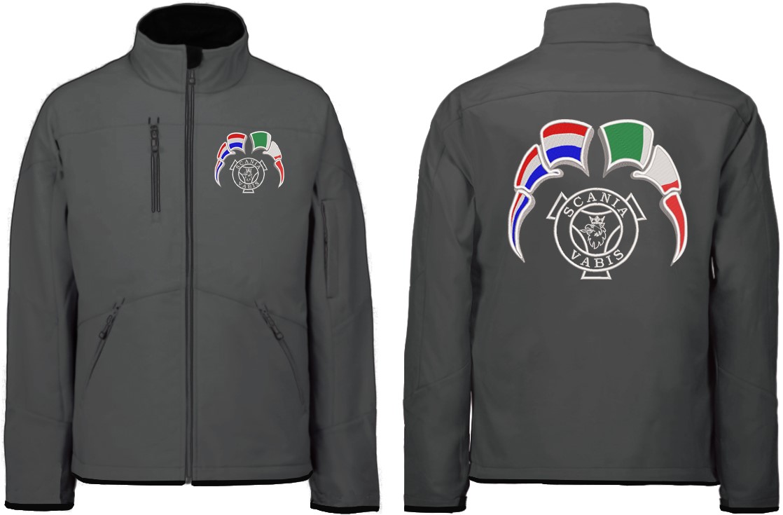 Softshell Jacket Scania Vabis With Flags Netherlands Italy Gray 
