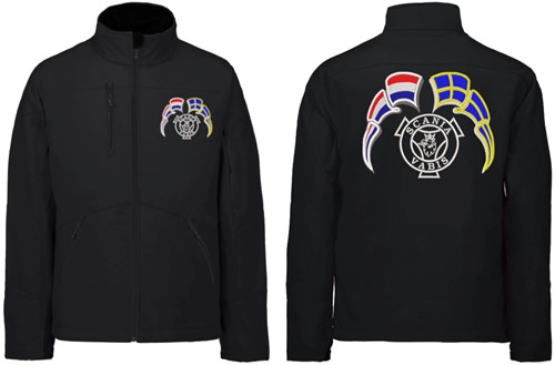 Softshell jas Scania Vabis met wimpels Nederland - Zweden