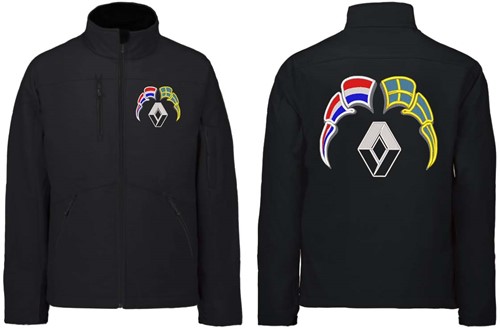 Softshelljacke Renault Emblem mit Wimpel Niederlande - Schweden