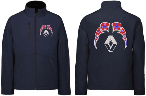 Softshell jas Renault Embleem met wimpels Noorwegen - Donkerblauw - Met borstlogo - L