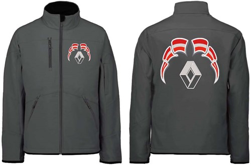 Softshell jas Renault Embleem met wimpels Oostenrijk - Grijs - Met borstlogo - 4XL + € 10,00