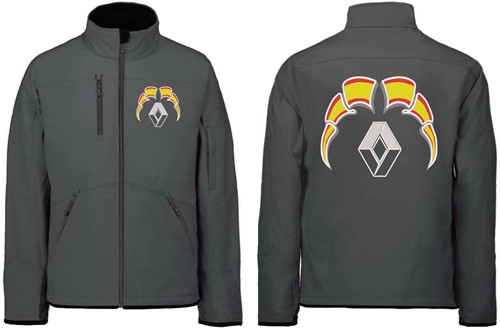 Softshell jas Renault Embleem met wimpels Spanje - Grijs - Met borstlogo - 3XL + € 5,00