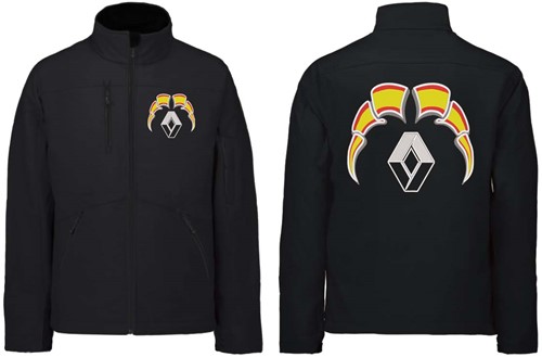 Softshell jas Renault Embleem met wimpels Spanje - Zwart - Met borstlogo - 4XL + € 10,00