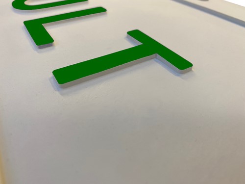 Set of small Renault Mudflaps white - green with imposed letters-3