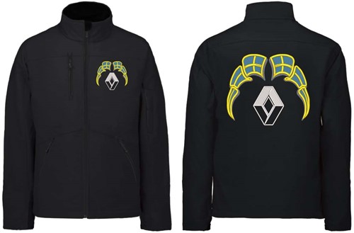 Softshell jas Renault Embleem met wimpels Zweden - Zwart - Met borstlogo - 3XL + € 5,00