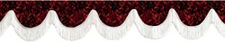 Front window pelmet red plush with fringes