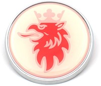 Embleem Rond Scania wit met rode griffioen