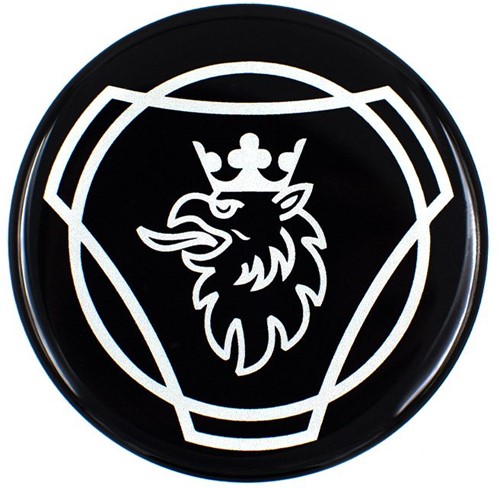 Naafsticker zwart met zilveren griffioen rond