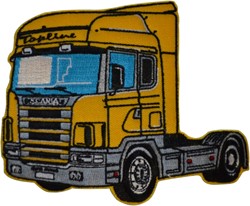Strijk embleem Scania donkergeel klein