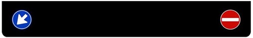 Plastic long mudflap Black with traffic signs - 2380 x 350 mm