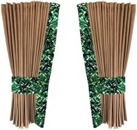 Beige 0046 side curtains with green plush