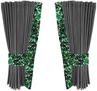 Gray 0027 side curtains with green plush
