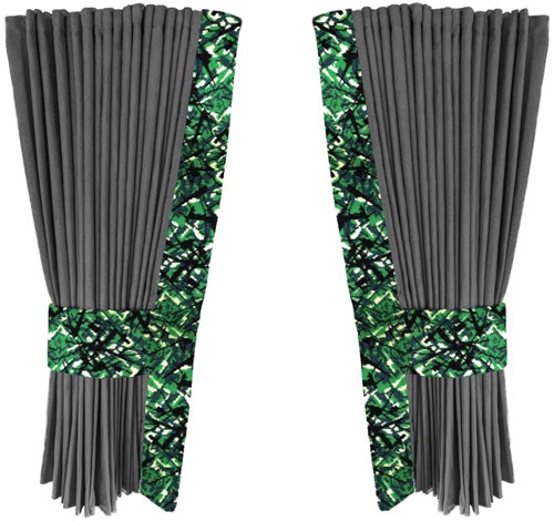 Gray 0027 side curtains with green plush