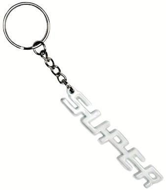 Sleutelhanger SUPER wit kunststof