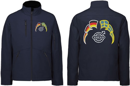 Softshell jas Volvo met wimpels Duitsland - Zweden - Donkerblauw - Met borstlogo - S