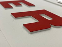 Set of small Super Mudflaps white - red with imposed letters-3