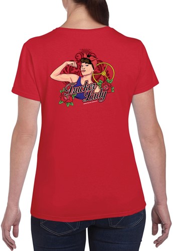 T-shirt Trucker Lady rood - XL