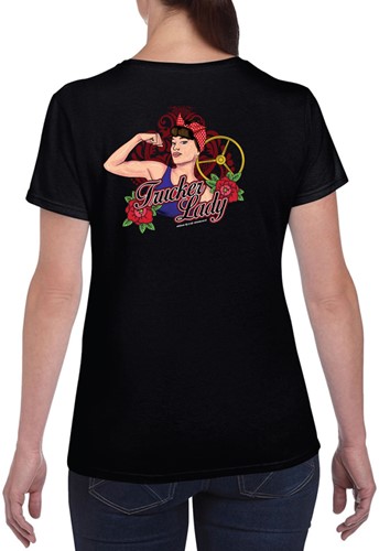 T-shirt Trucker Lady zwart - XL