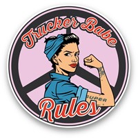 Aufkleber rund - Trucker Babe V1