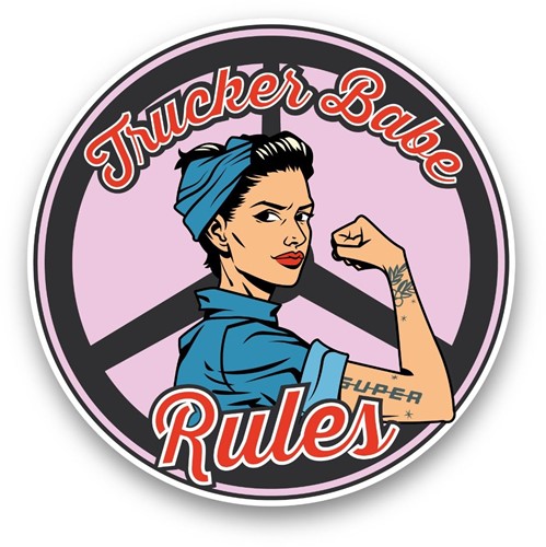 Sticker rond - Trucker Babe V1