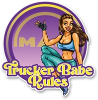 Sticker Rond Trucker Babe Rules MAN