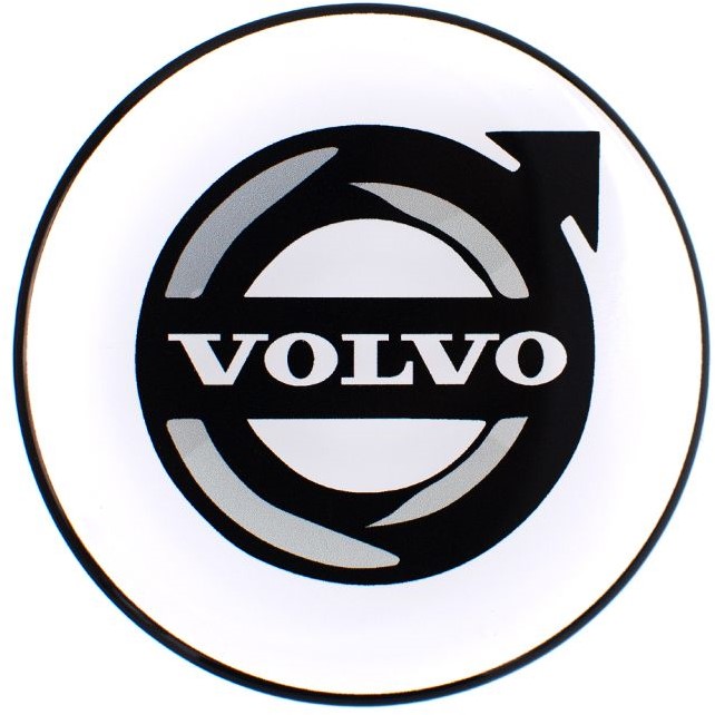 Nabenaufkleber weiß mit schwarzem Volvo-Logo Truck Accessoires