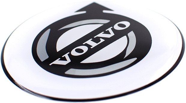 Nabenaufkleber weiß mit schwarzem Volvo-Logo Truck Accessoires