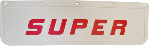 Set of small Super Mudflaps white - red with imposed letters