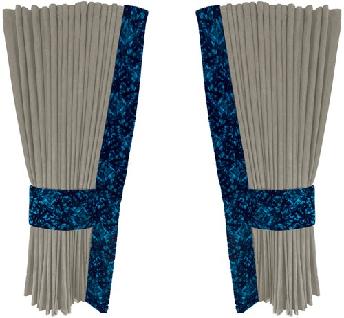Zilver 0051 zijgordijnen met blauwe pluche