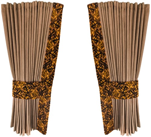 Beige 0046 side curtains with yellow plush