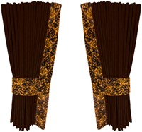 Chocolate brown 0020 side curtains with yellow plush
