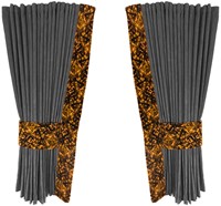 Grijze 0027 zijgordijnen met gele pluche