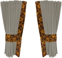 Zilver 0051 zijgordijnen met gele pluche