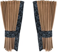 Beige 0015 side curtains with gray plush