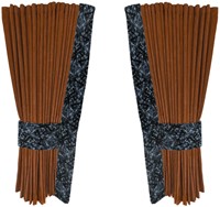 Kamelbraune 0047 Seitenvorhänge mit grauem Plüsch