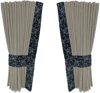 Silber 0051 Seitenvorhänge mit grauen Plüsch