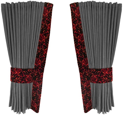 Gray 0027 side curtains with red plush