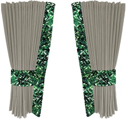 Silver 0051 side curtains with green plush