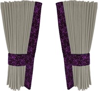 Silber 0051 Seitenvorhänge mit lila Plüsch