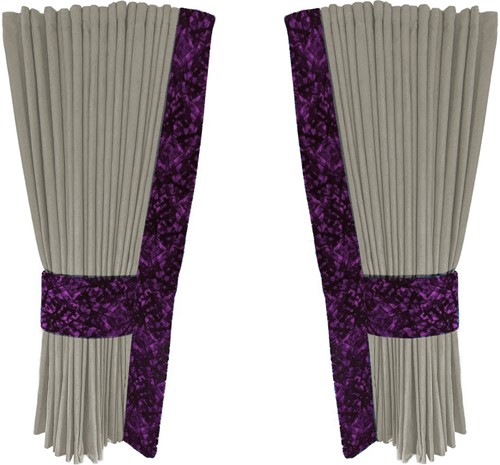 Silber 0051 Seitenvorhänge mit lila Plüsch