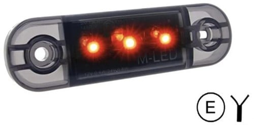 MLED Markering Slim line donker uiterlijk Rood E-keur 12-24 volt