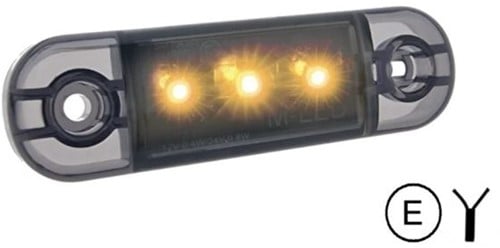 MLED Markering Slim line donker uiterlijk amber E-keur 12-24 volt