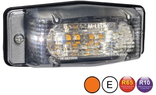 MLED Dubbelbrander amber/wit met flitser klassieke stijl transparante lens