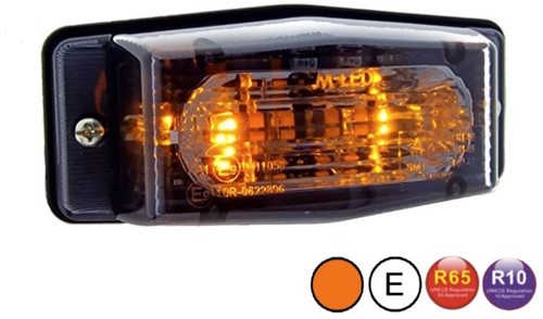 MLED Dubbelbrander amber/wit met flitser Klassieke stijl smoke lens