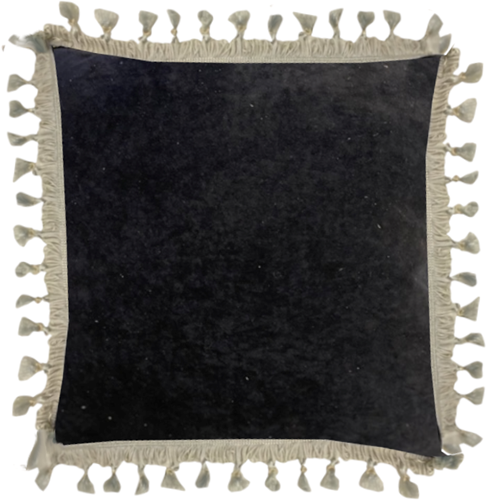 Cushion black fringe white